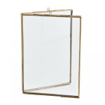 MADAM STOLTZ Skleněný dvojrámeček Iron & Glass, zlatá barva, čirá barva, sklo, kov