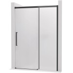 CERANO Sprchové posuvné dveře Lantono - pravá - 8 mm - Soft-Close - černá matná, mléčné sklo - 170x195 cm