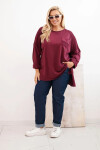 Dámská blůza Plus Size bavlněná s potiskem bordó UNI