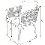 Zahradní židle, kov, polyratan, béžová, AZC-S1430 CRM