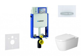 GEBERIT - Kombifix Modul pro závěsné WC s tlačítkem Sigma50, alpská bílá + Duravit ME by Starck - WC a sedátko, Rimless, SoftClose 110.302.00.5 NM8