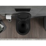 MEXEN/S - Rico Závěsná WC mísa Rimless Tornado včetně sedátka s slow slim, duroplast, černá mat 30720185T