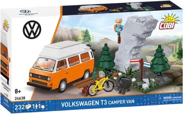 COBI 24638 Volkswagen T3 Camper Van oranžovo-bílá