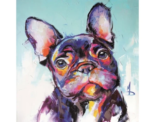 Obraz na plátně Francouzský buldoček, 35x35 cm, efekt ruční malby
