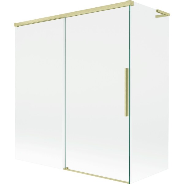 MEXEN/S - Rox L vanová zástěna 2-křídlová posuvná 150 + 70 x 150, transparent, zlatá kartáčovaná 8C9L-150-070-55-00