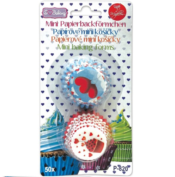 Košíčky papírové Srdíčka, 32x20 mm, 50 ks