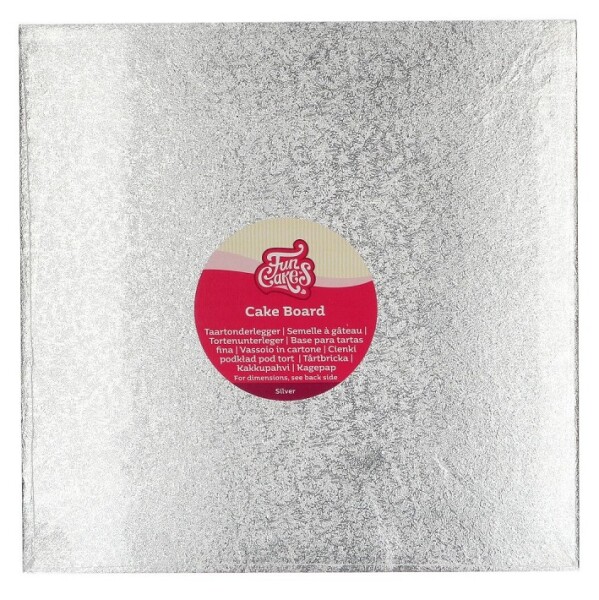 FunCakes Dortová podložka stříbrná Čtverec 30,5 cm Tloušťka 3 mm