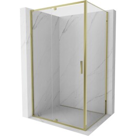MEXEN/S - Exo sprchový kout dveře křídlové 90 x 80, transparent, zlato 819-090-080-50-00