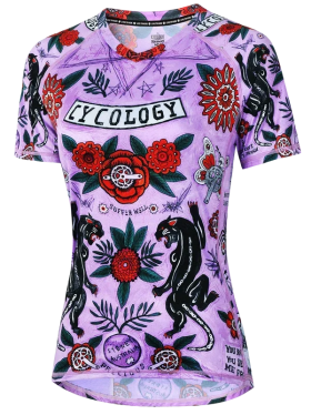MTB dres CYCOLOGY Ashanti, purple, dámský, krátký rukáv (Motiv Ashanti, velikost XL)