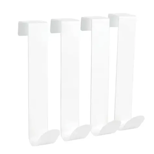 MSV KESSY 4 ks závěsných háčků na sprchovou zástěnu matně bílé / nerezová ocel / 18 mm