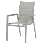 Židle zahradní béžový textilen, hliník, béžová barva, područky polywood v dekoru dubu