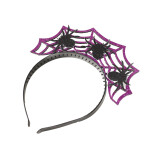 Čelenka Halloween fialová s pavouky