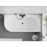 MEXEN/S - Silo volně stojící rohová vana pravá reliéf 150 x 75, bílá/černá, sifon a přepad černá 52891507575P-70