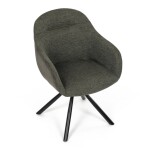 Židle jídelní, zelená látka a tmavě šedá látka v dekoru vintage kůže, černý kov, otočná P90°+ L90° s vratným mechanismem