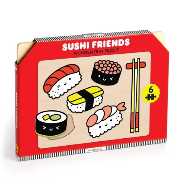 Mudpuppy Dřevěné puzzle: Přátelé sushi