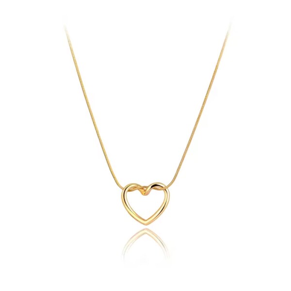 Ocelový náhrdelník Zephyra Gold - srdce, chirurgická ocel, Zlatá 41 cm + 5 cm (prodloužení)
