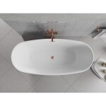 MEXEN/S - Luvo Slim volně stojící vana 170 x 75, bílá, sifon a přepad grafit kartáčovaná 52801707500-66