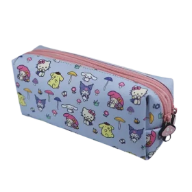Bluesky Hello Kitty a přátelé Mushroom DPL6 / Školní penál dvoupatrový / 2 zipy / Textilní materiál (HK710899EPM)