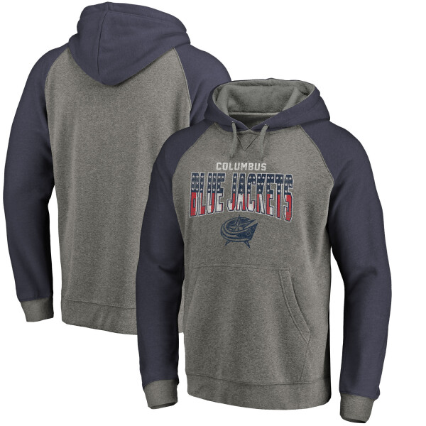 Fanatics Pánská Mikina Columbus Blue Jackets Freedom Tri-Blend Raglan Pullover Hoodie Velikost: