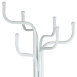 Věšá stojanový, kovová konstrukce, bílý matný lak, výška 188 cm, nosnost 12 kg