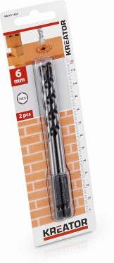 PowerPlus KRT011403 - 2 ks HEX Vrtáků do kamene a zdiva 6.0 x 120 mm