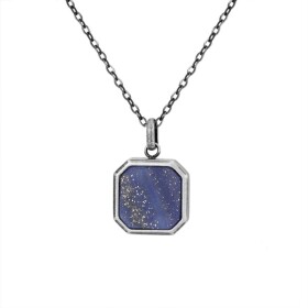 Pánský náhrdelník s modrým Lapis Lazuli Antonio - chirurgická ocel, Modrá 60 cm