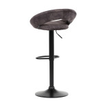 Židle barová, hnědá sametová látka, černá podnož