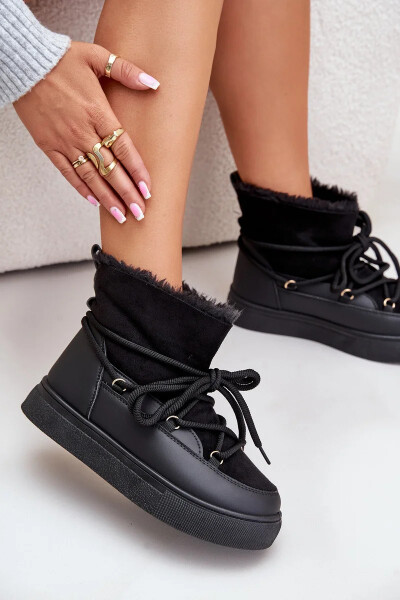 Dámské Sněhule Na Platformě Zateplené Kožíškem Černé Aziara 40