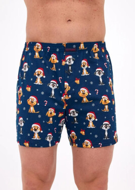 Boxerské šortky Cornette 016/20 Psi Vánoce 3-5XL tmavě modrá 5XL