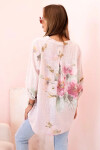 Dámská blůza z bavlny s květinovým vzorem a knoflíky pudrově růžová UNI