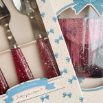 Konges Sløjd Dětský příbor Sparkling Sangria – set 3 ks, růžová barva, kov, plast