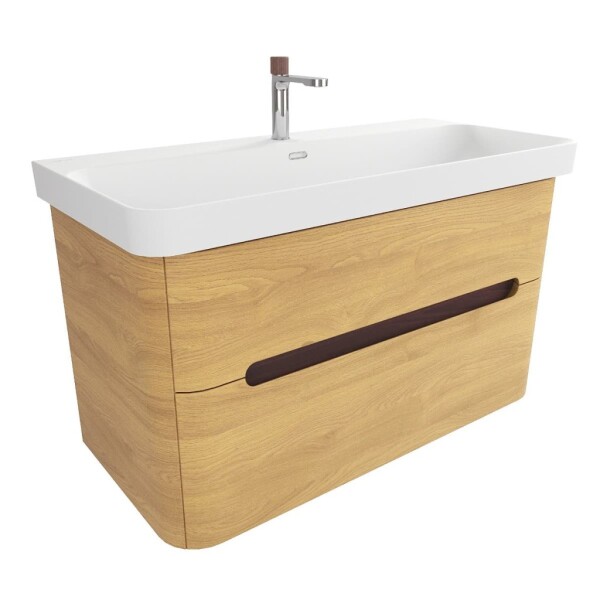 Koupelnová skříňka s umyvadlem SAT Fusion 97,5x53x45 cm dub medový mat SATFUSION2100DMMWB SATFUSION2100DMMWB