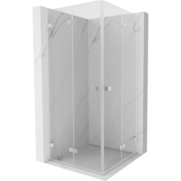 MEXEN/S - Lunar-F Duo sprchový kout skládací dveře 95 x 95, transparent, nikl kartáčovaný 836-095L-095P-97-00
