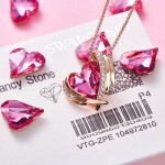 Souprava náhrdelníku a náušnic Swarovski Elements Amorita - srdíčka, Růžová 45 cm + 5 cm (prodloužení)