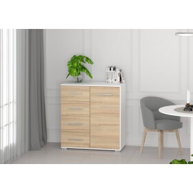 Komoda Frida 01 Mini Barva korpusu: Bílá, Dveře: Dub sonoma
