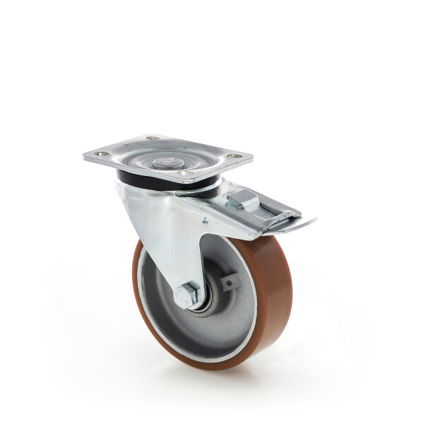 Strongo Kolečko s polyuretanovým běhounem 125 mm, otočné s brzdou 5014