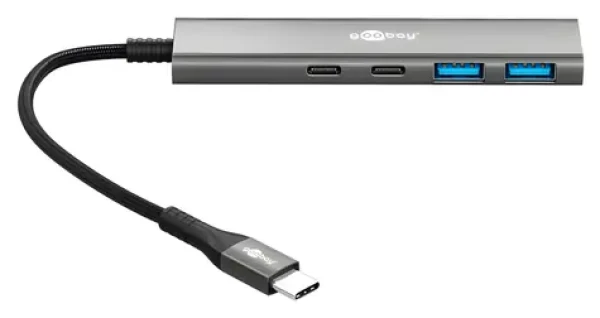 Goobay 76563 Slim šedá / USB hub / 4-portový / USB-C / USB-A / 5 Gbit/s (76563)