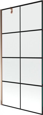 MEXEN/S - Next vanová zástěna FIX 90x150, černý dekor, růžové zlato 895-090-000-00-77-60