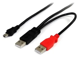 StarTech USB Y kabel pro externí disk černá / 1x Mini-USB / 2x USB-A / 1,8 m (USB2HABMY6)