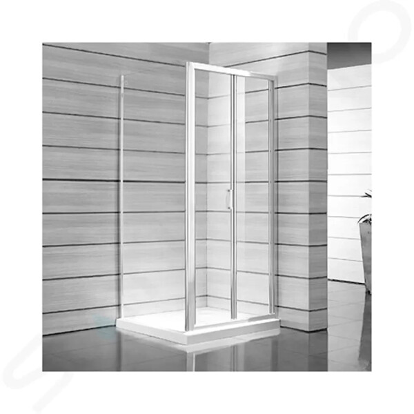 JIKA - Lyra plus Sprchové dveře skládací 900 L/P, sklo dekor stripy, bílá H2553820006651