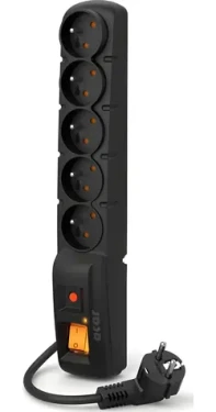 Acar F5 5m kabel / Prodlužovací přívod s přepěťovou ochranou / 5 zásuvek / černá (W0102)