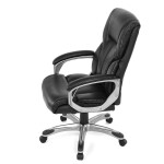 Kancelářské křeslo, černá ekokůže, plastový kříž, houpací mechanismus