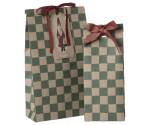Maileg Papírový sáček Checker Green 30,5 cm – set 5 ks, zelená barva, papír