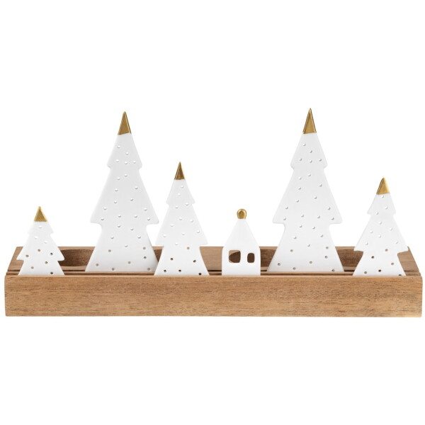 Räder Svícen Fir Trees 25 cm, bílá barva, přírodní barva, dřevo, porcelán