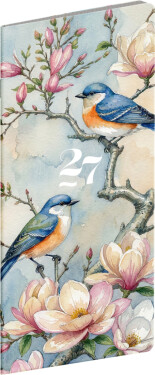 NOTIQUE Diář 2027: Ptáčci - plánovací měsíční, kapesní, 8 x 18 cm