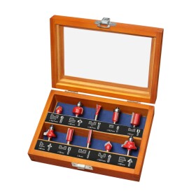 EXTOL PREMIUM 44041 Sada fréz do dřeva, tvarové, SK plátky, 10ks, stopka 6mm