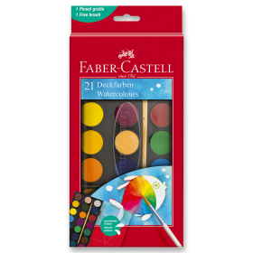 Vodové barvy Faber-Castell 21 barev, průměr 30 mm