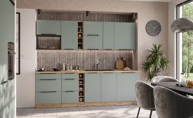 Kuchyňská linka 255 cm Aria 1 Barva korpusu: Dub artisan, Barva dvířek: SA - Aquamarine AFM