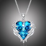 Náhrdelník Swarovski Elements Angel Wings - andělská křídla, Modrá 40 cm + 5 cm (prodloužení)