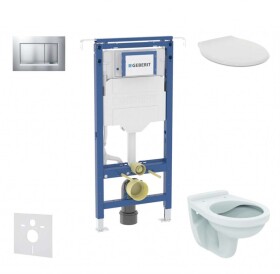 GEBERIT - Duofix Set předstěnové instalace, klozet Alpha se sedátkem, tlačítko Sigma30, chrom mat/chrom SANI11CD2104